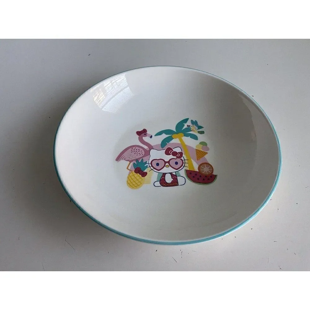 Sanrio Hello Kitty Beach Summer Tropical Ceramic Pasta Dinner Bowl Flamingo NEW‎